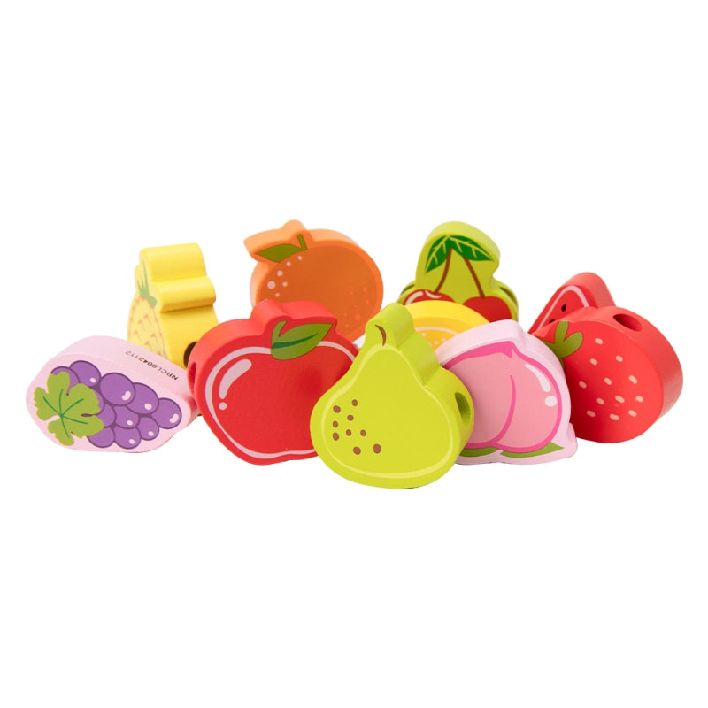 CLASSIC WORLD Houten Rijgblokken Groente en Fruit 13 stuks
