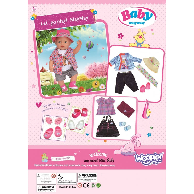WOOPIE Poppenkleertjes Roze Jurkje Konijn 43-46 cm