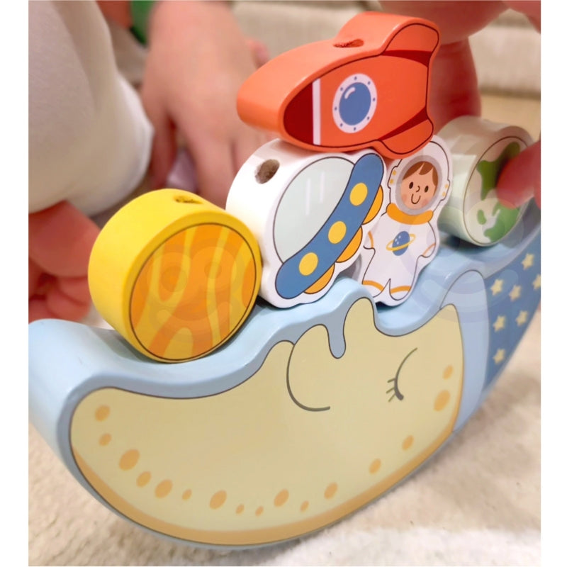 TOOKY TOY Houten Stapel- en Rijgspel met thema ruimte