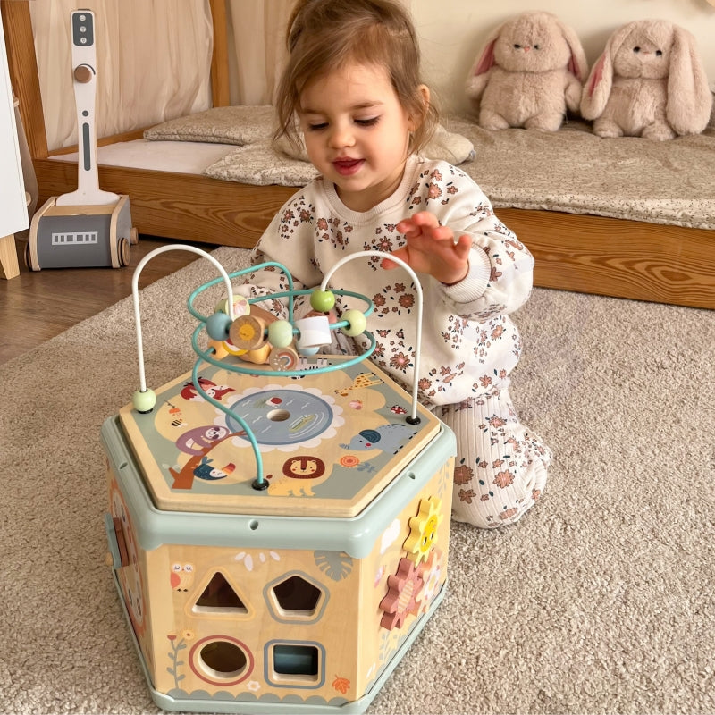 TOOKY TOY Interactieve houten zeshoekige Speelgoed doos