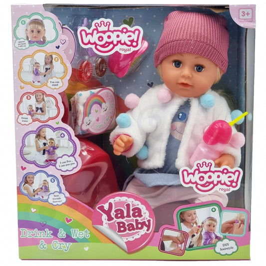 WOOPIE Speelpop met muts 43 cm + Accessoires