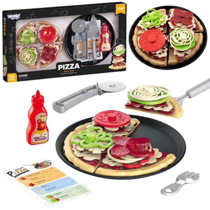 WOOPIE Speelgoed Snijpizza XL Set – Pizzeria Speelset 30 stuks, Speelgoed eten