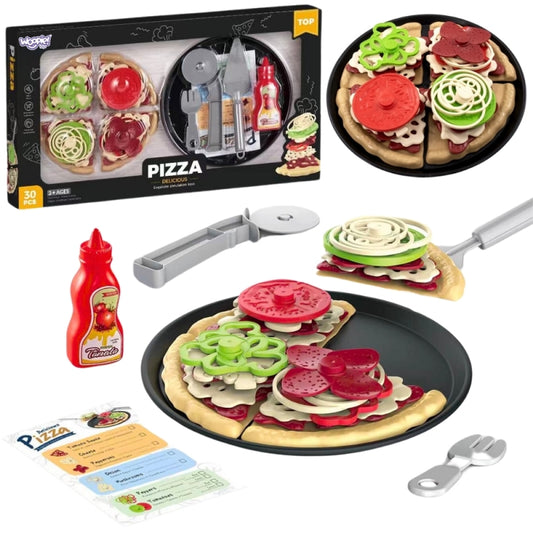 WOOPIE Speelgoed Snijpizza XL Set – Pizzeria Speelset 30 stuks, Speelgoed eten