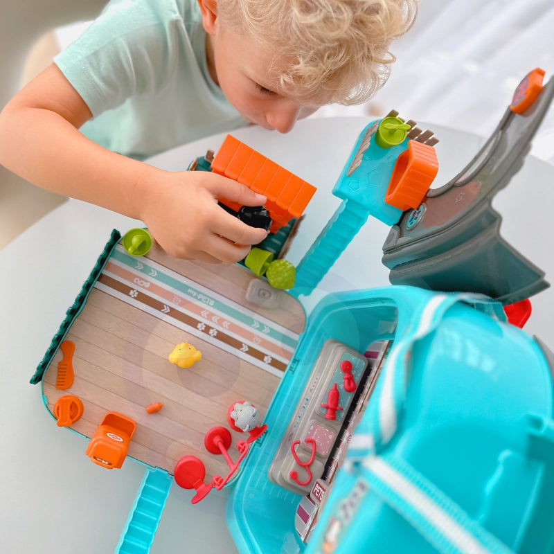 WOOPIE Speelgoed Kleine Dierenarts set met Huisje in een Rugzak en Hondje