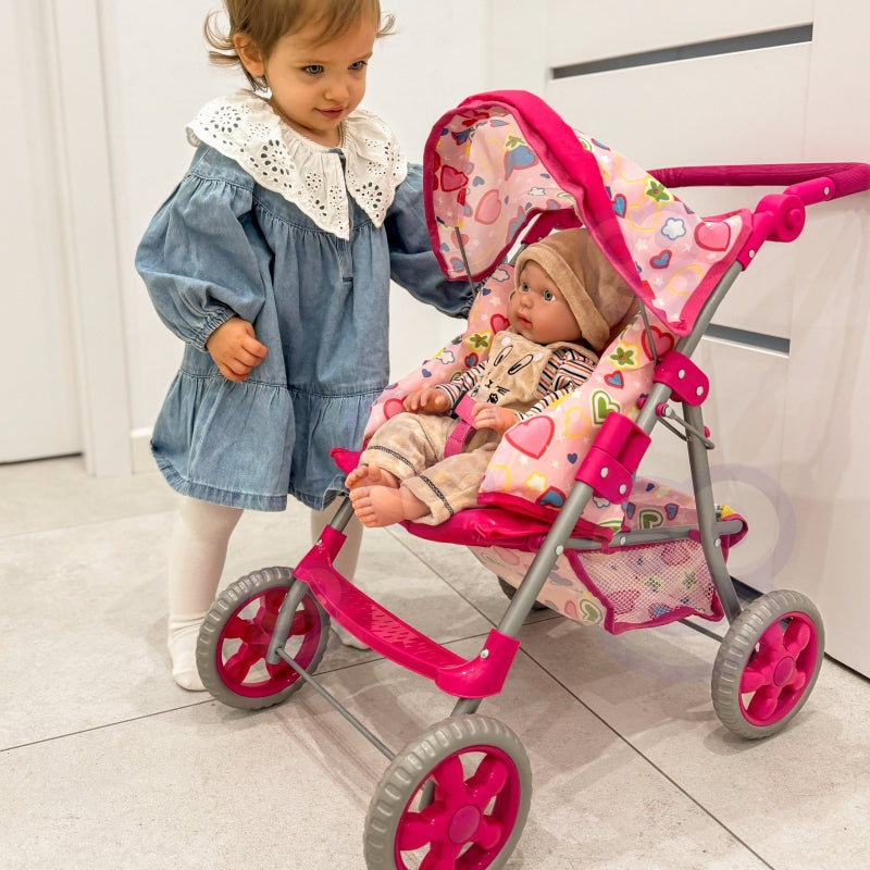 WOOPIE Kinderwagen Poppenwagen Hartjes Gekleurd