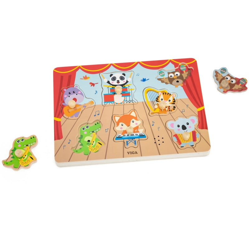 VIGA Geluiden puzzel voor kinderen, Muzikale Dieren