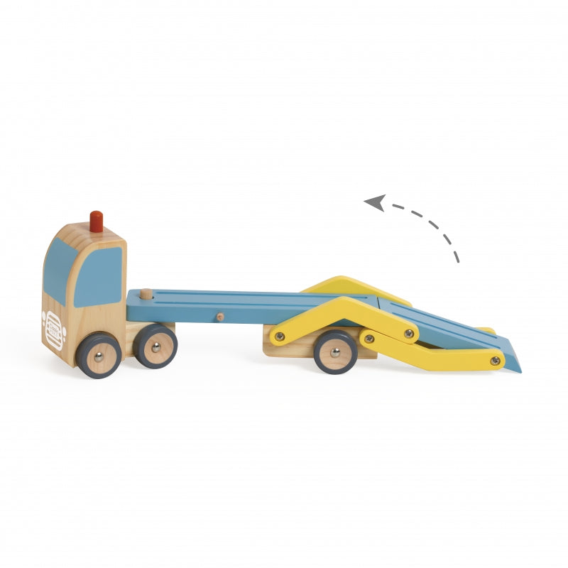 CLASSIC WORLD Houten Wegtransportwagen set met 3 auto’s, thema Wegenwacht