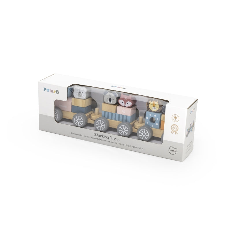 VIGA PolarB Houten Trein met dieren om te duwen - Montessori speelgoed