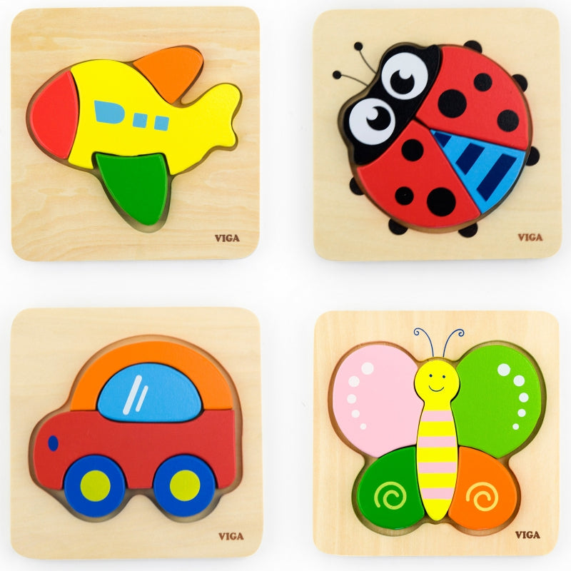 VIGA Eerste Houten Puzzel voor Peuters – Lieveheersbeestje