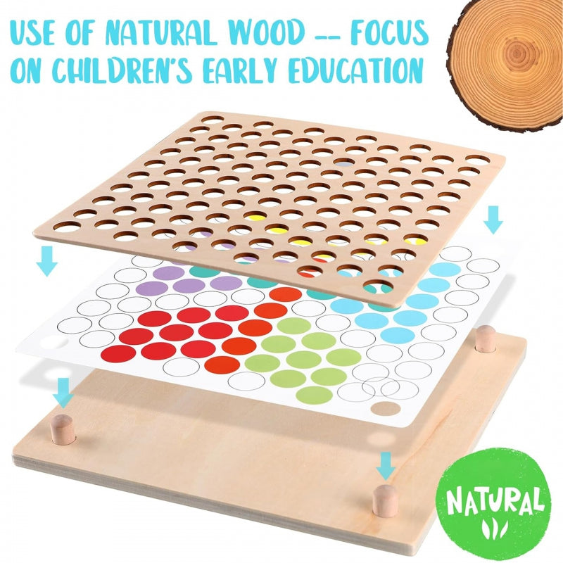 WOOPIE Gekleurde Balletjes Puzzel - Telraam - Mozaïek Sorteerder - Montessori Speelgoed