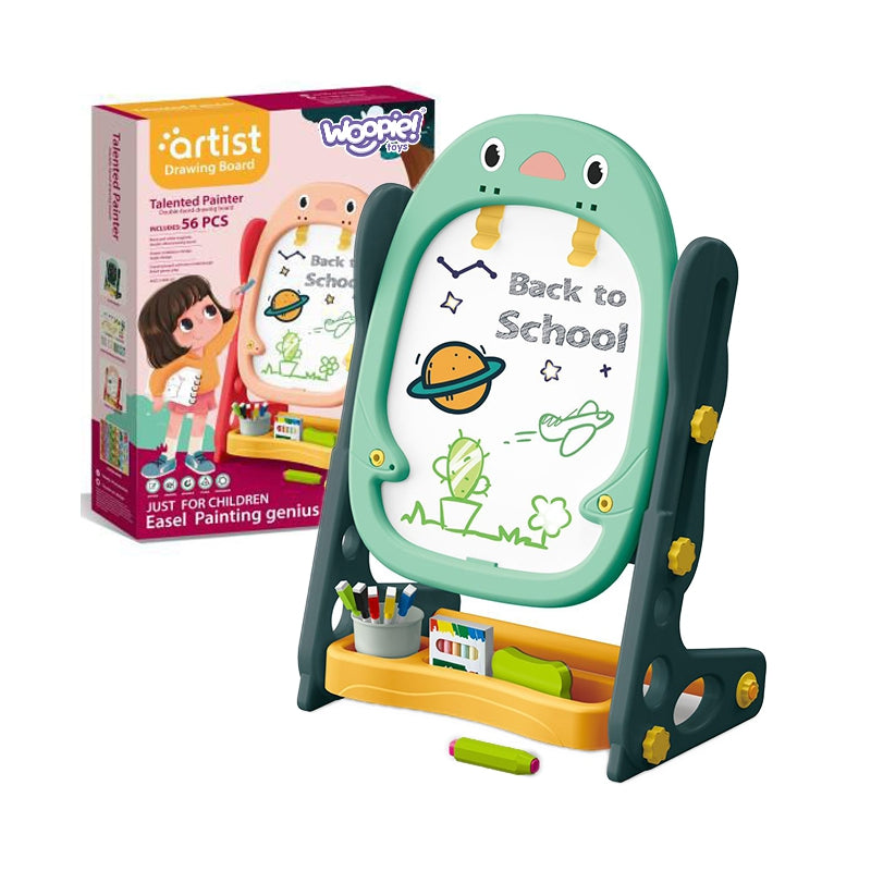 WOOPIE Dubbelzijdig Magnetisch Tekentablet voor Tekenen en Leren van Cijfers en Letters, 56 stuks