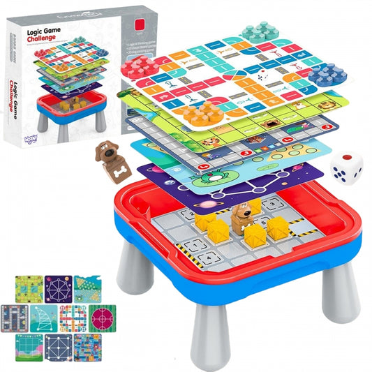 WOOPIE Speeltafel met 10 verschillende (Logische) Bordspellen - 65 stuks