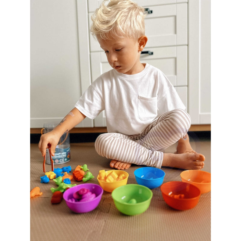 WOOPIE Educatief Montessori Kleuren Sorteer spel -  Dino's - 56 stuks