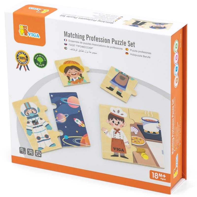 VIGA Houten Puzzel – Beroepen Sorteerpuzzel