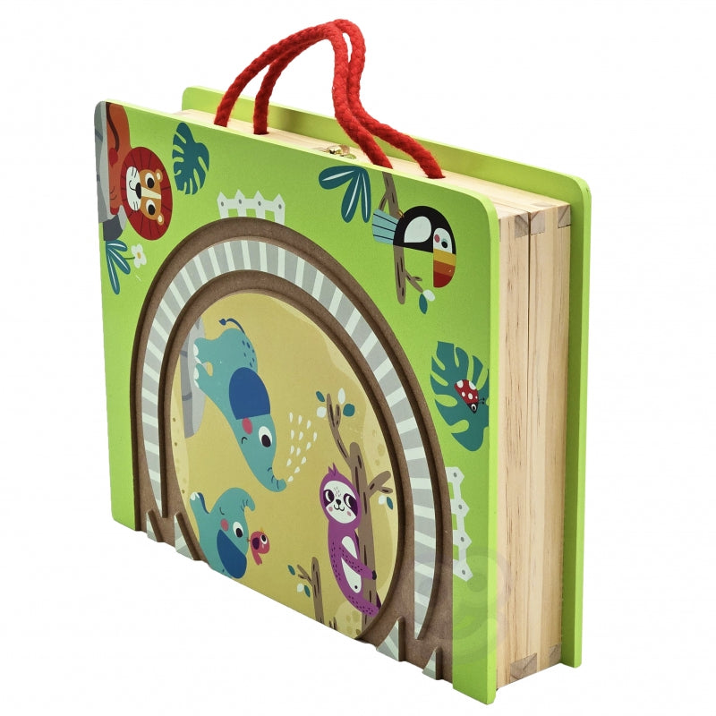 TOOKY TOYS houten trein dierentuin met magneten in koffertreinspoor