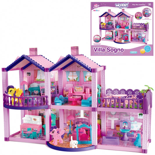 WOOPIE XL Speelgoed Poppenhuis - Roze en Paars - 120 stuks - Poppenhuizen