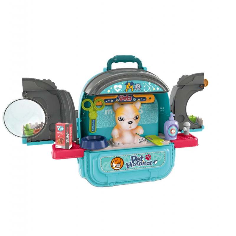 WOOPIE Speelgoed Kleine Dierenarts set met Huisje in een Rugzak en Hondje
