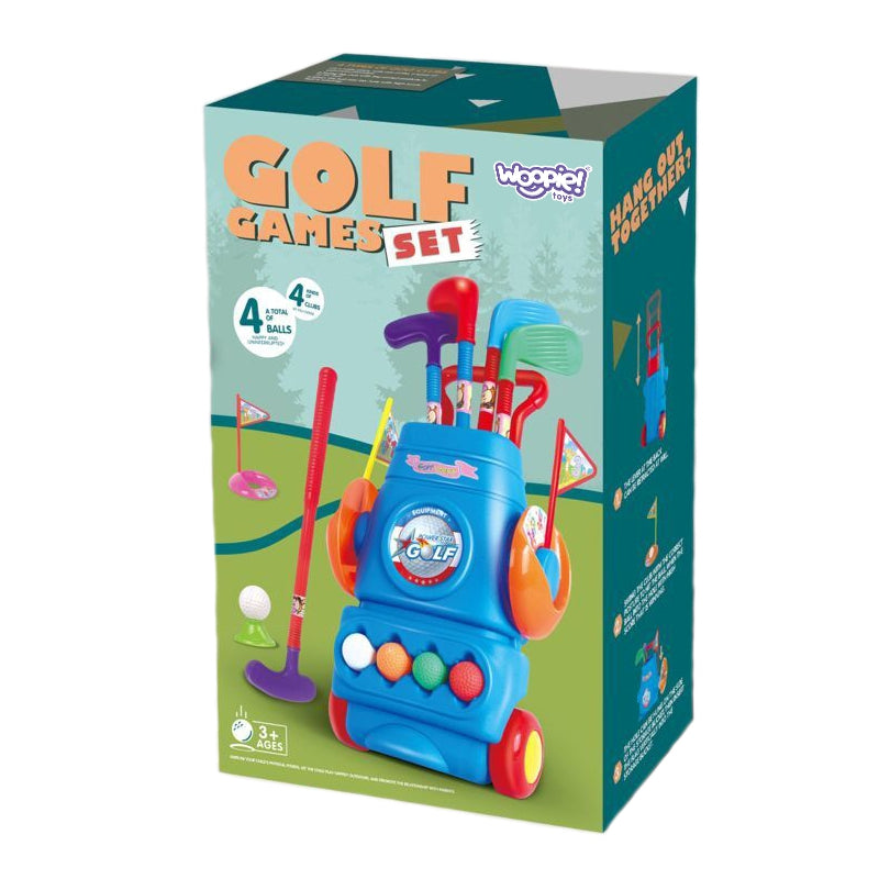 WOOPIE Speelgoed Golfset voor kinderen met Accessoirestandaard op Wieltjes