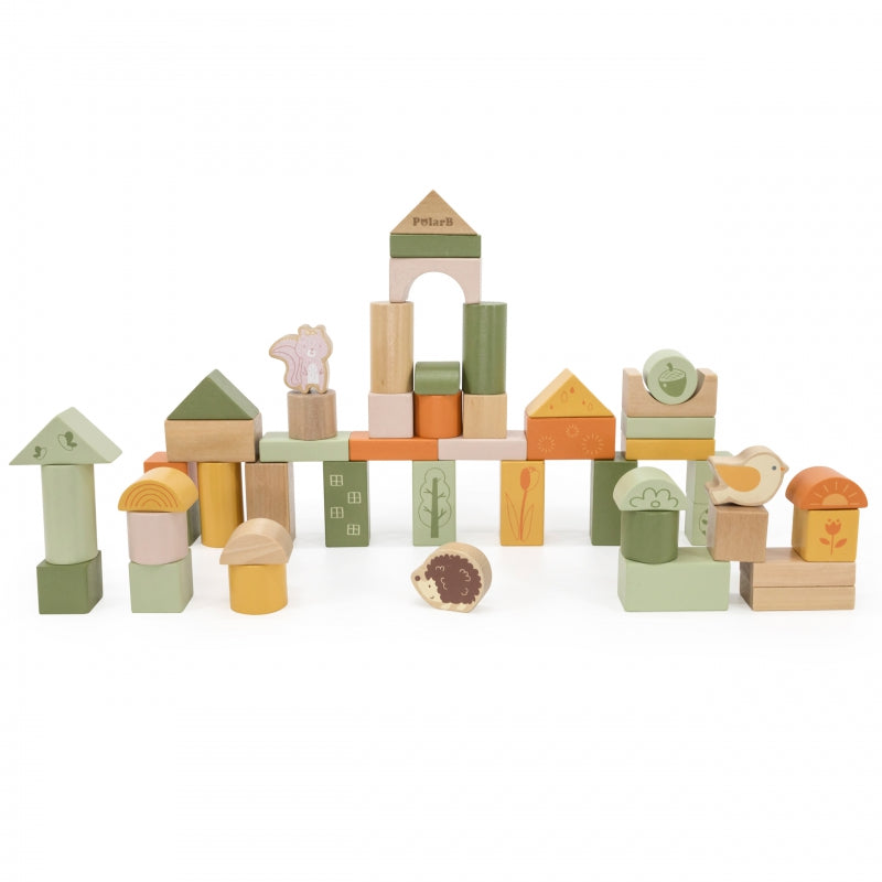 VIGA Houten Blokken  Dieren Blokken 50 stuks