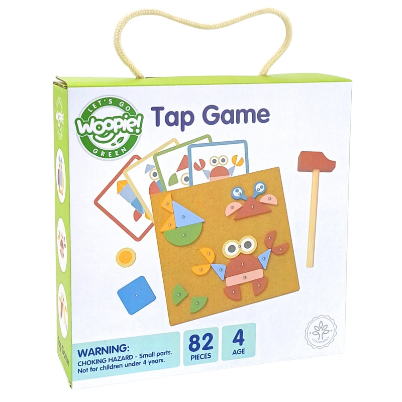 WOOPIE GREEN Houten Hamerspel met Spijkerbord – Puzzel met 20 Patronen – 82 stuks