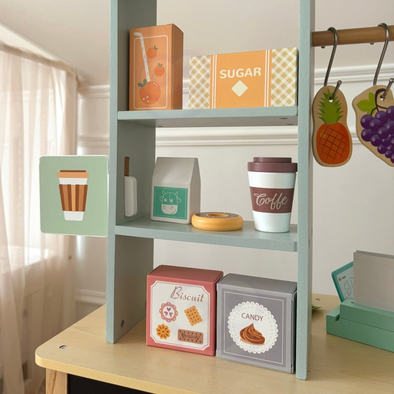 WOOPIE Grote multifunctionele 5-in-1 Winkelkraam, Supermarkt, Restaurant, Café & Keuken 73 onderdelen