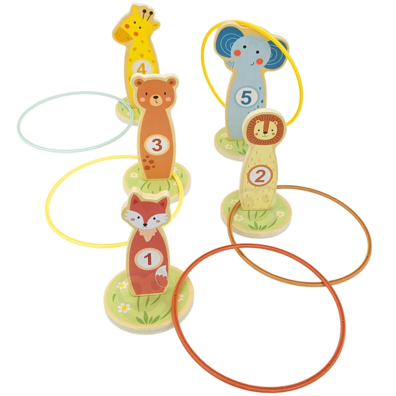 TOOKY TOY Houten Gooi de kegels behendigheidsspel - 15 stuks