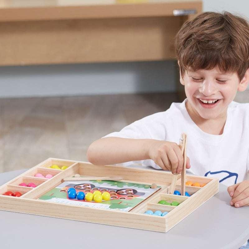 VIGA Houten Kralenspel "Pak en Match", Montessori Puzzel