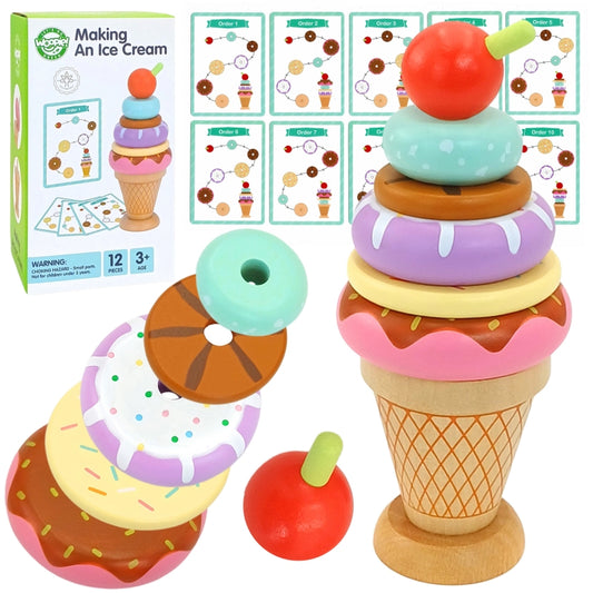 WOOPIE GREEN Houten ijsje Puzzel 12 stuks - Montessori speelgoed