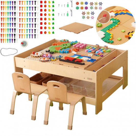 MASTERKIDZ Houten Educatieve Tafel + STEM WALL ACCESSOIRES + 135 Blokken