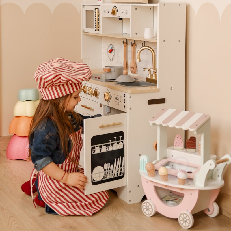 TOOKY TOY Duża Drewniana Multifunkcyjna Kuchnia Nowoczesna Akcesoria