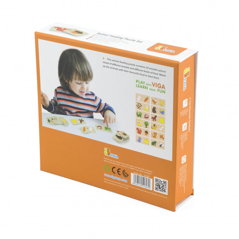 VIGA Houten Puzzel Voer het Dier – Wat Eten Dieren?