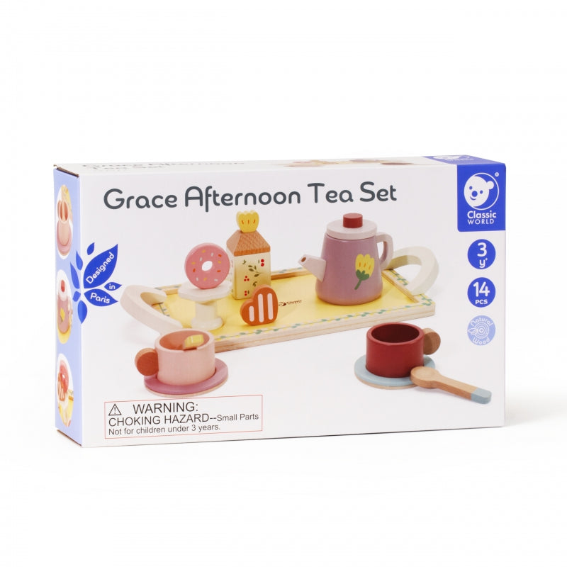 CLASSIC WORLD Houten thee- en gebakjes set  14-delig