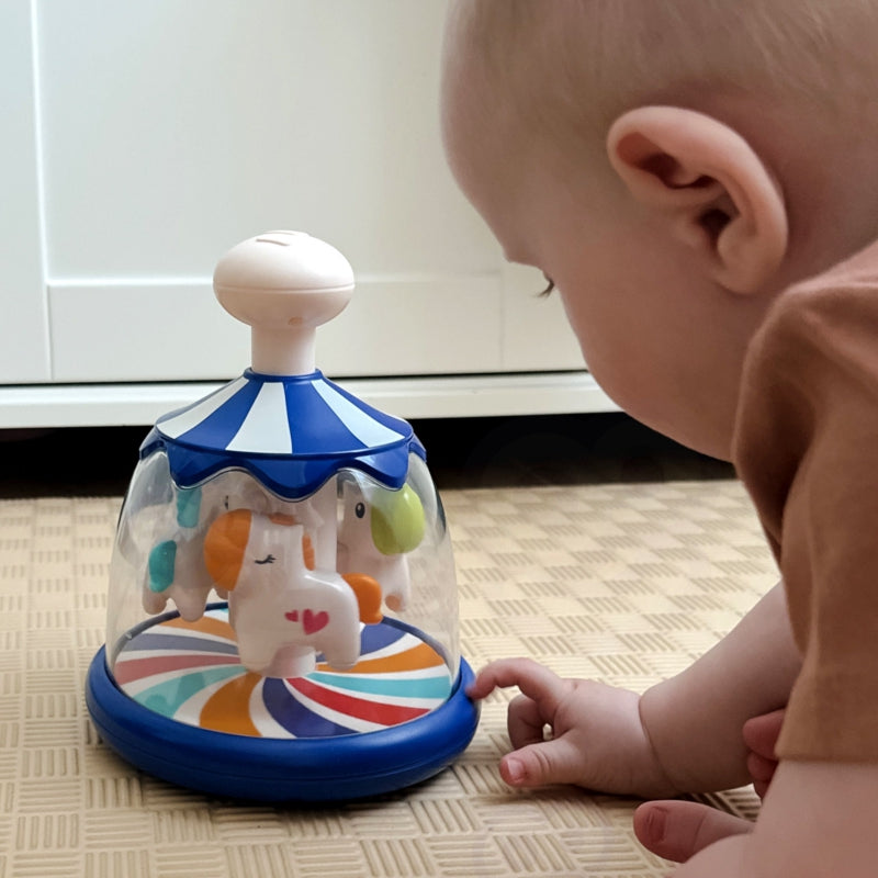WOOPIE Kleurrijke Paardjes Blauwe speelgoed Tol-Carrousel voor Baby's