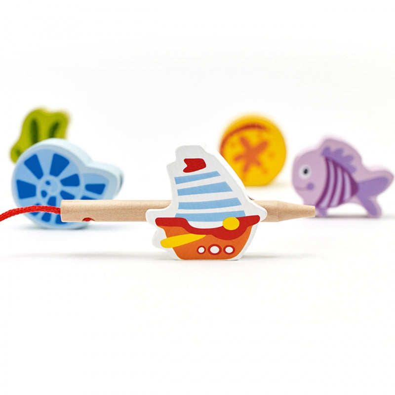 CLASSIC WORLD Houten Rijgblokken Waterdieren - 13 stuks