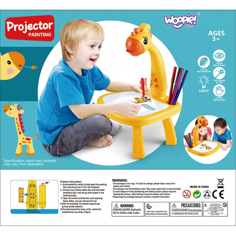 WOOPIE Tekenbord inclusief Projector - Met thema Giraffe - Inclusief Markers