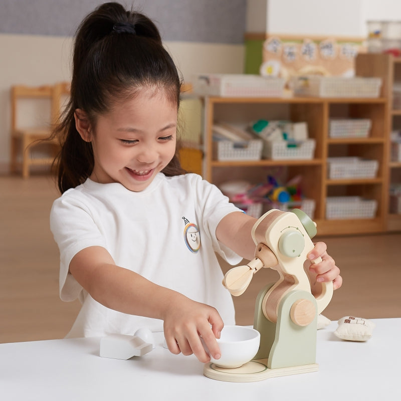 VIGA Houten speelgoed Keukenmixer Groen + Accessoires