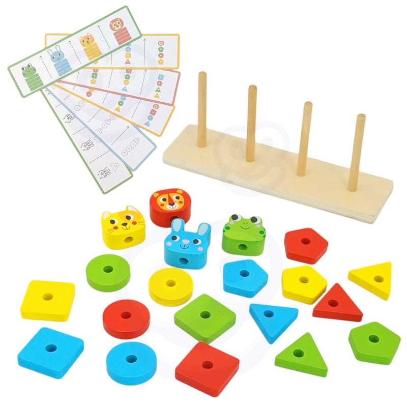 WOOPIE GREEN Puzzel Dierentoren voor kinderen 27 stuks - FSC - Montessori Speelgoed