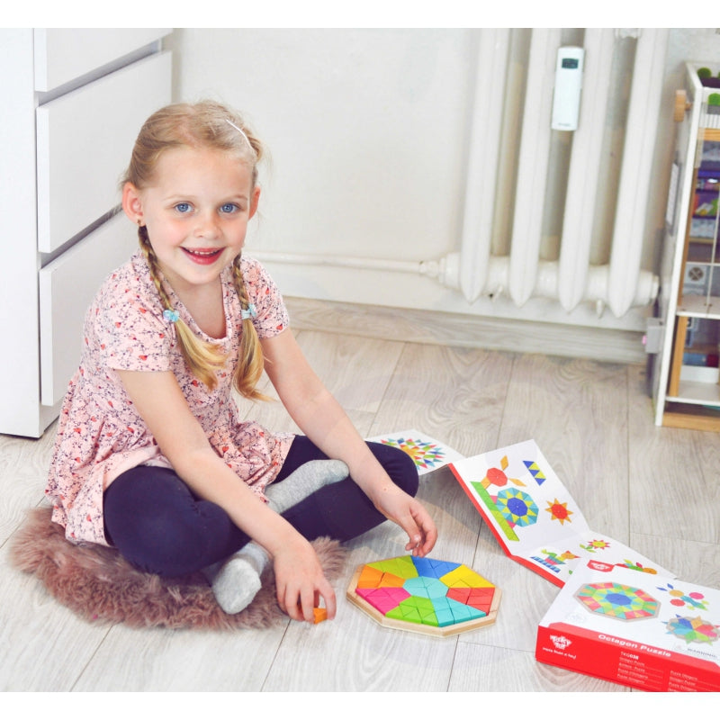 TOOKY TOY  Puzzle Ośmiokątne Drewniana Mozaika Edukacyjna (73el.)