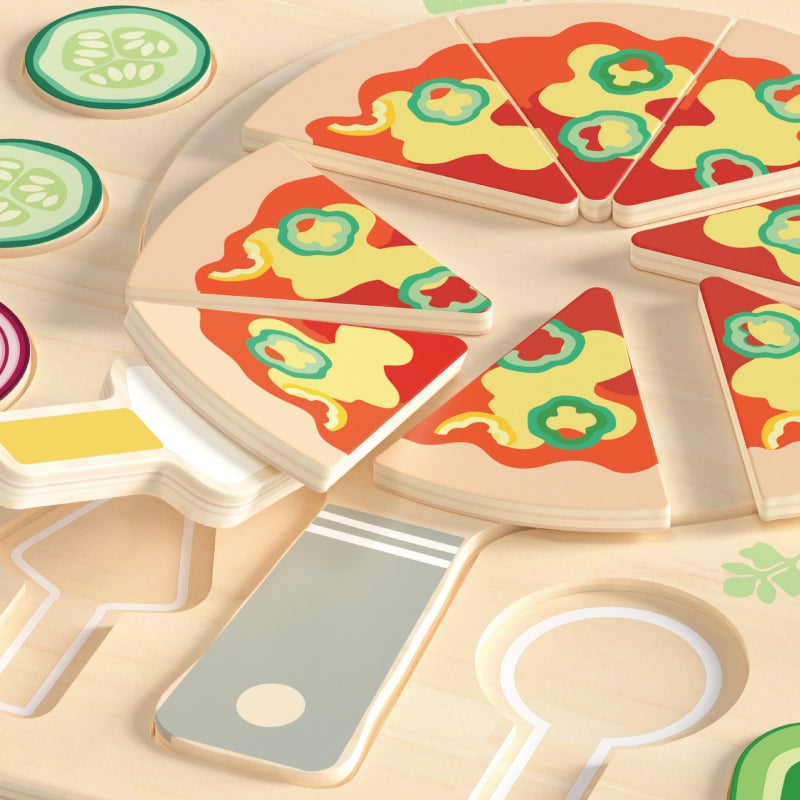 CLASSIC WORLD Drewniana Pizza do Krojenia Układanka Warzywa 22 el.