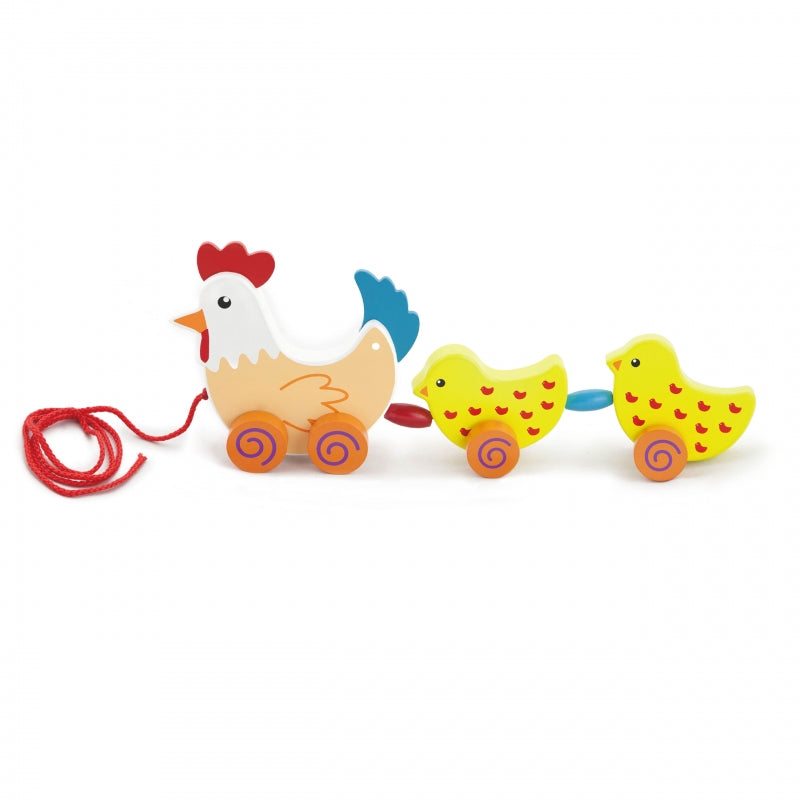 VIGA Kippen treklijn met Kippen - 36 cm