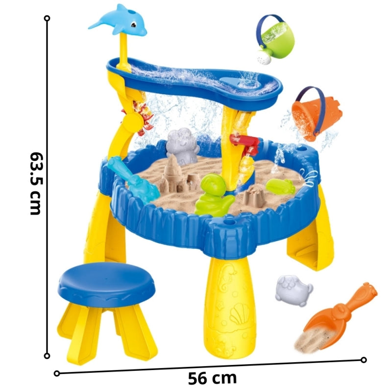 WOOPIE XL Speelgoed Watertafel met Stoeltje - Zand- en Waterspeelset Dolfijn 12 stuks