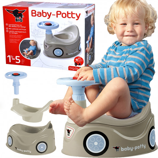 BIG Baby plaspotje loopwagen - Zindelijkheidstraining - New Bobby Car Auto met Stuur - Grijs