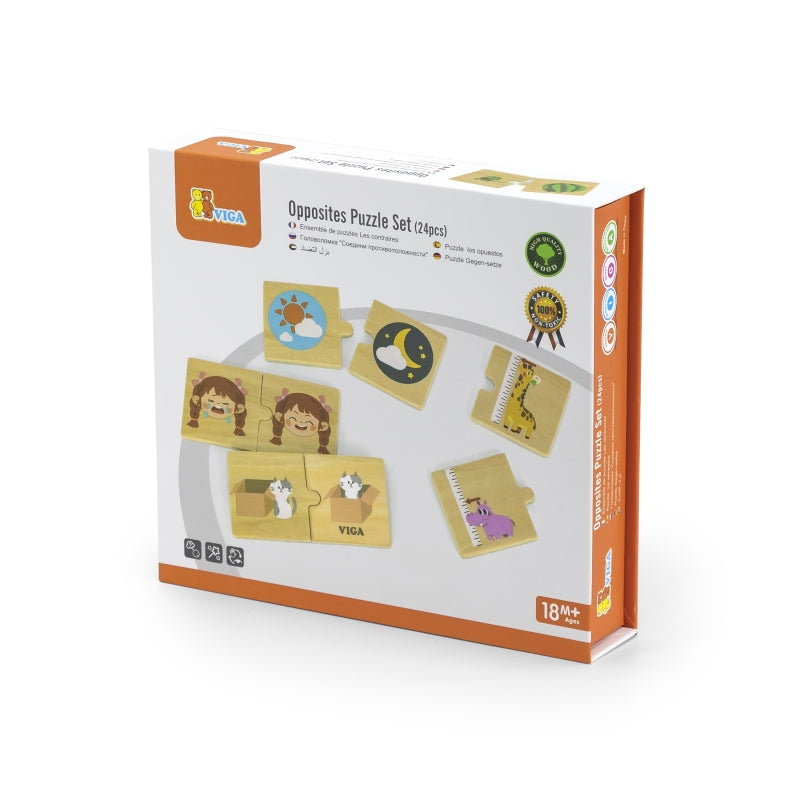 VIGA Houten Puzzel van plaatsjes Tegenstellingen
