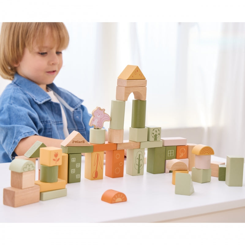 VIGA Houten Blokken  Dieren Blokken 50 stuks