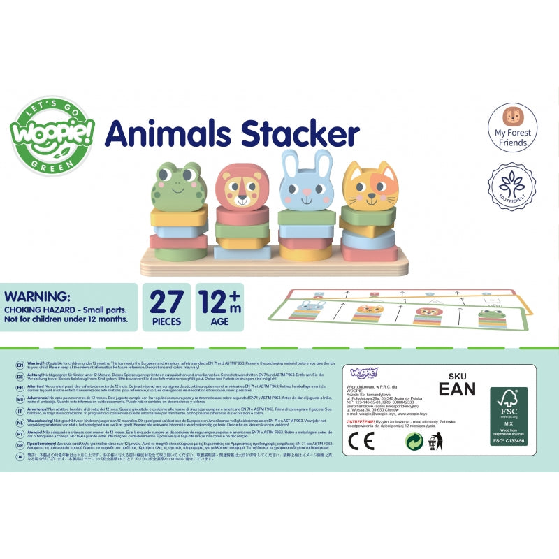 WOOPIE GREEN Puzzel Dierentoren voor kinderen 27 stuks - FSC - Montessori Speelgoed