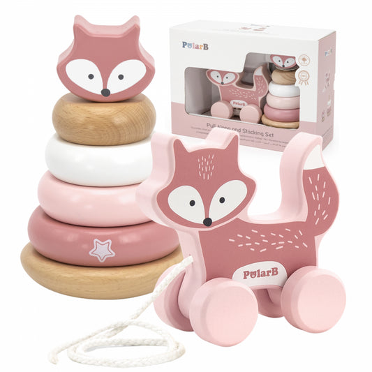 VIGA PolarB Houten Stapelpiramide voor Baby's Vos + Trekvosje