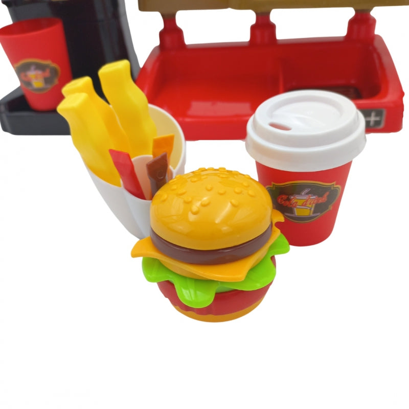 WOOPIE Speelgoed Fast Food Winkel,  Restaurant inclusief Kassa en Drankdispenser
