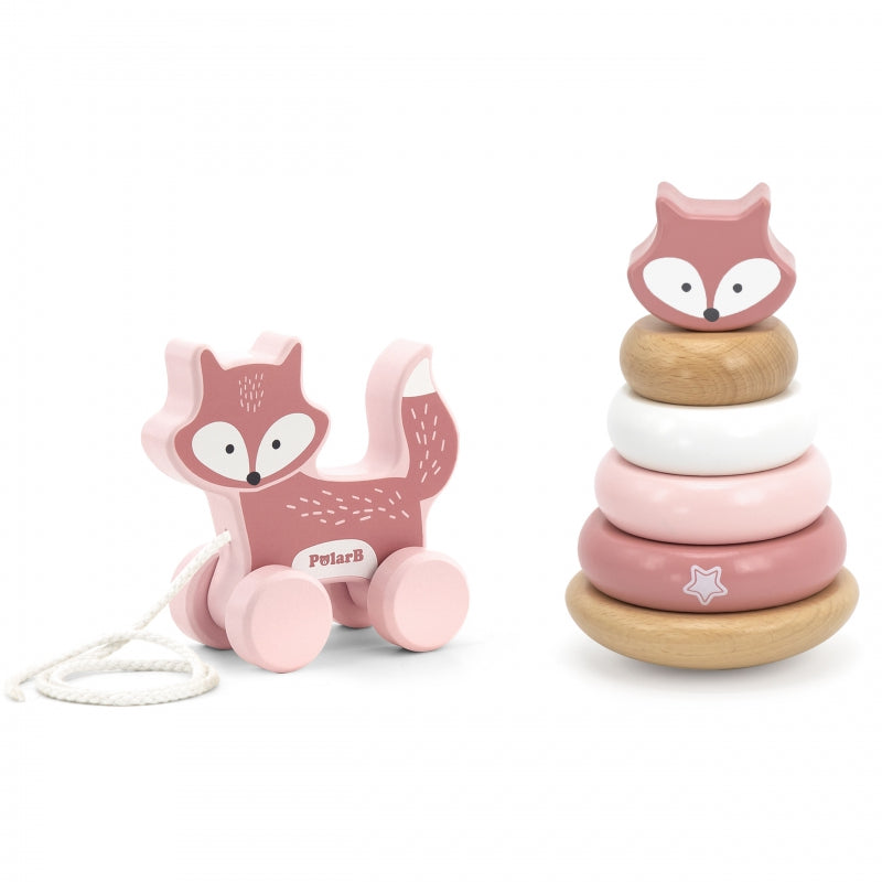 VIGA PolarB Houten Stapelpiramide voor Baby's Vos + Trekvosje