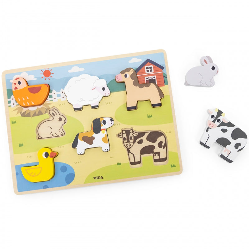 VIGA Houten Boerderijfiguren Puzzel