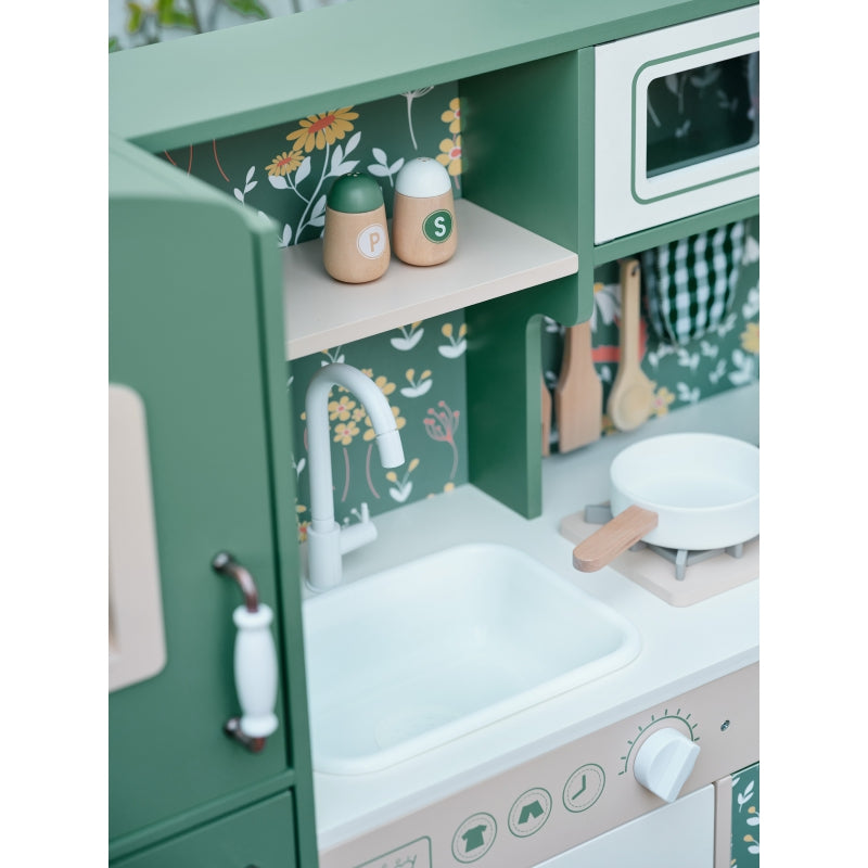 CLASSIC WORLD Grote houten vintage speelkeuken voor kinderen + accessoires